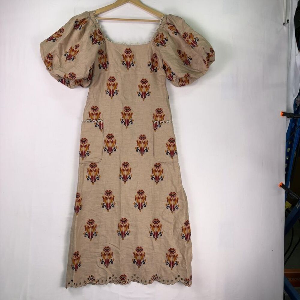 FARM Rio Cream Midi Dress with Floral Accents - Picture 3 of 5